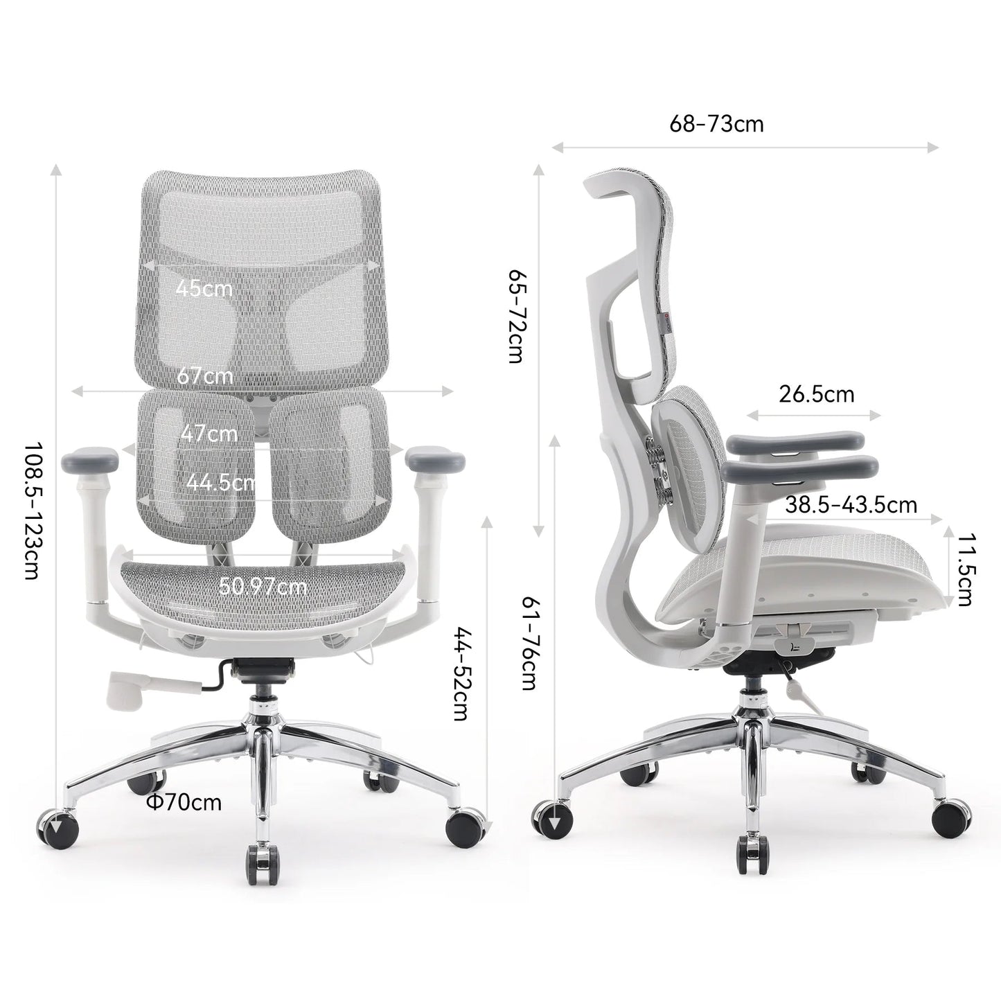Scaun Ergonomic SIHOO Doro S100 – Dual Dynamic Lumbar Support – Mesh Respirațional – Backrest Reglabil – 4D Armrests – Recline 135° , Alb