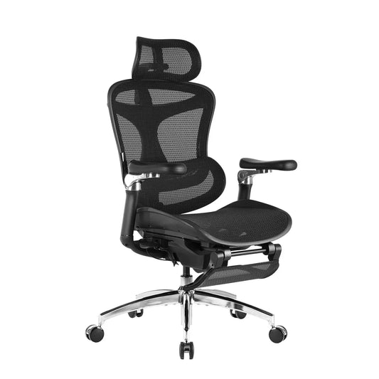 Scaun Ergonomic SIHOO Doro C300 Pro – Dynamic Lumbar Support, Seat Depth Adjustment, 6D Brațe Reglabile – Mesh Respirațional – Suport Postural Premium - Cu suport de picioare , Negru