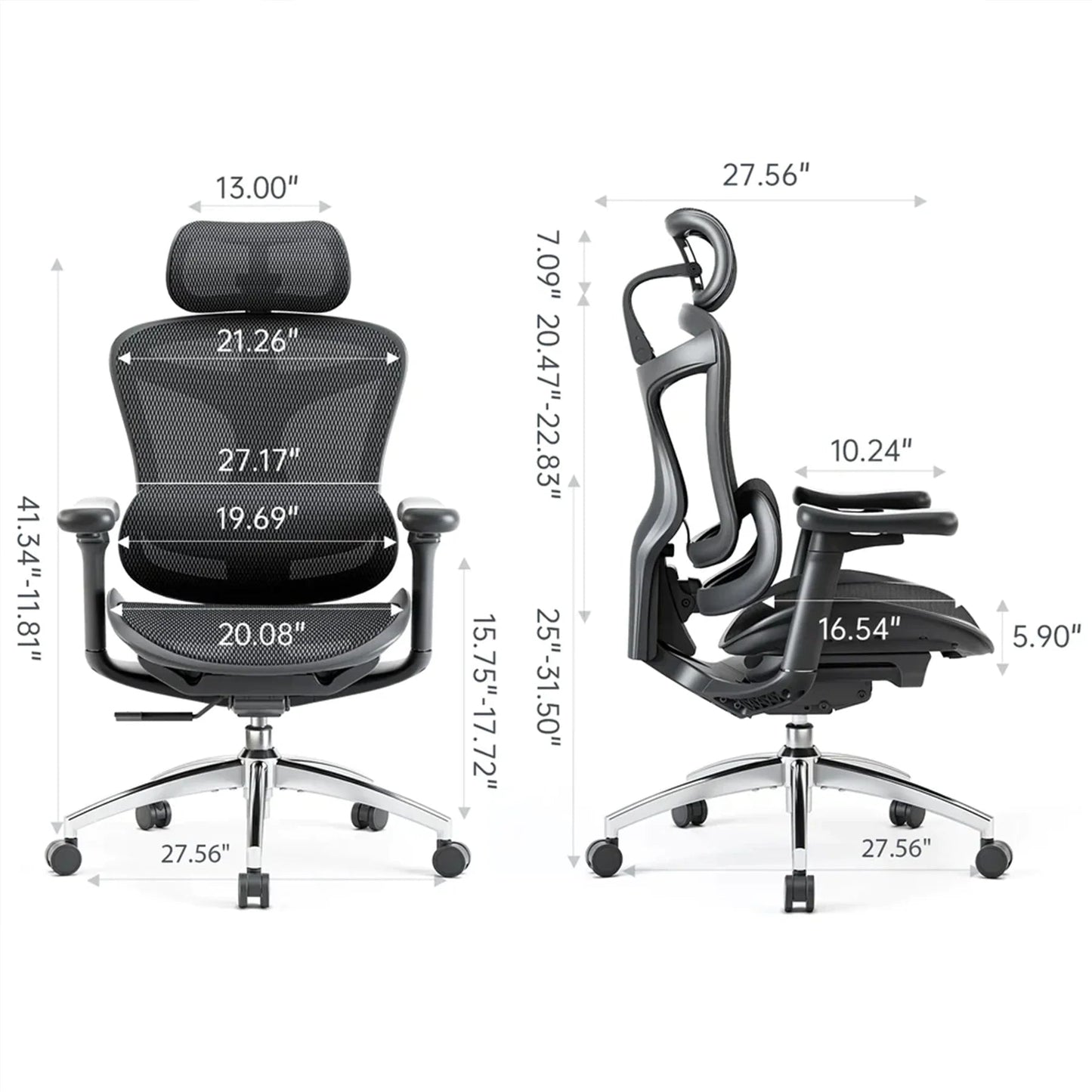 Scaun Ergonomic SIHOO Doro C300 Pro – Dynamic Lumbar Support, Seat Depth Adjustment, 6D Brațe Reglabile – Mesh Respirațional – Suport Postural Premium , Negru