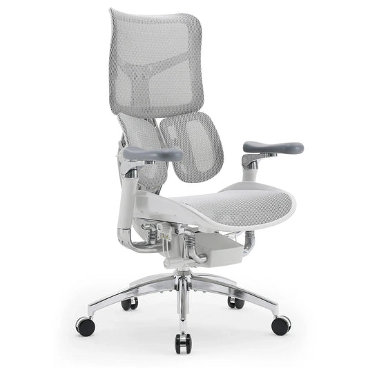 Scaun Ergonomic Premium SIHOO Doro S300 Anti Gravity Recline, Dual Dynamic Lumbar Support, Mesh Italian Velvet , Alb