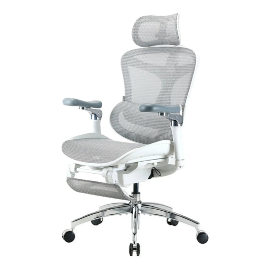 Scaun Ergonomic SIHOO Doro C300 - Self-Adaptive Lumbar Support – Waterfall Seat – 4D Brațe Reglabile – Recline Fluid pentru Productivitate , Cu Suport De Picioare , Alb