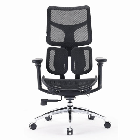 Scaun Ergonomic SIHOO Doro S100 –  Dual Dynamic Lumbar Support – Mesh Respirațional – Backrest Reglabil – 4D Armrests – Recline 135° , Negru