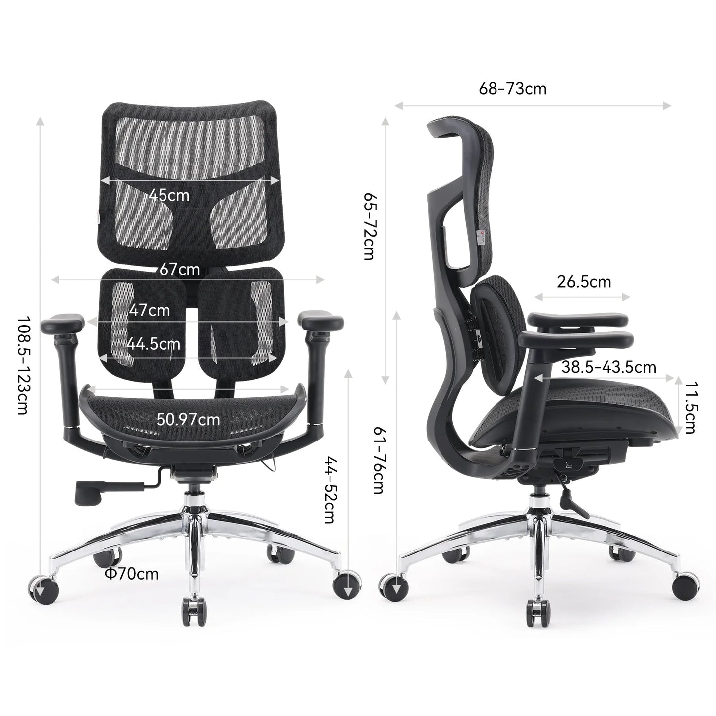 Scaun Ergonomic SIHOO Doro S100 –  Dual Dynamic Lumbar Support – Mesh Respirațional – Backrest Reglabil – 4D Armrests – Recline 135° , Negru