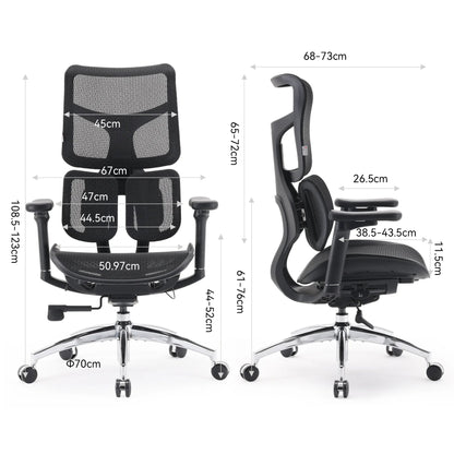 Scaun Ergonomic SIHOO Doro S100 –  Dual Dynamic Lumbar Support – Mesh Respirațional – Backrest Reglabil – 4D Armrests – Recline 135° , Negru