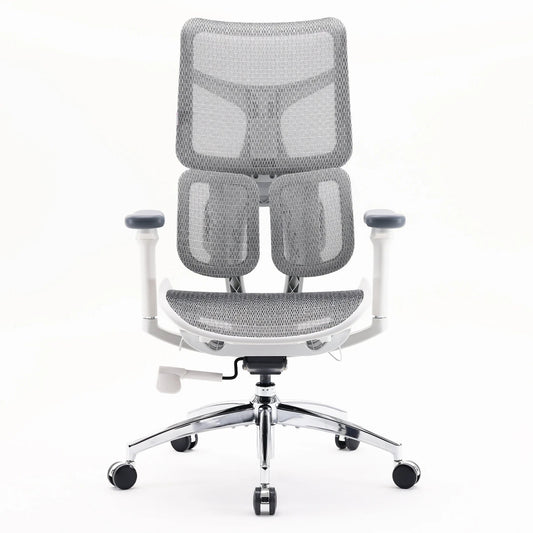 Scaun Ergonomic SIHOO Doro S100 –  Dual Dynamic Lumbar Support – Mesh Respirațional – Backrest Reglabil – 4D Armrests – Recline 135° , Alb
