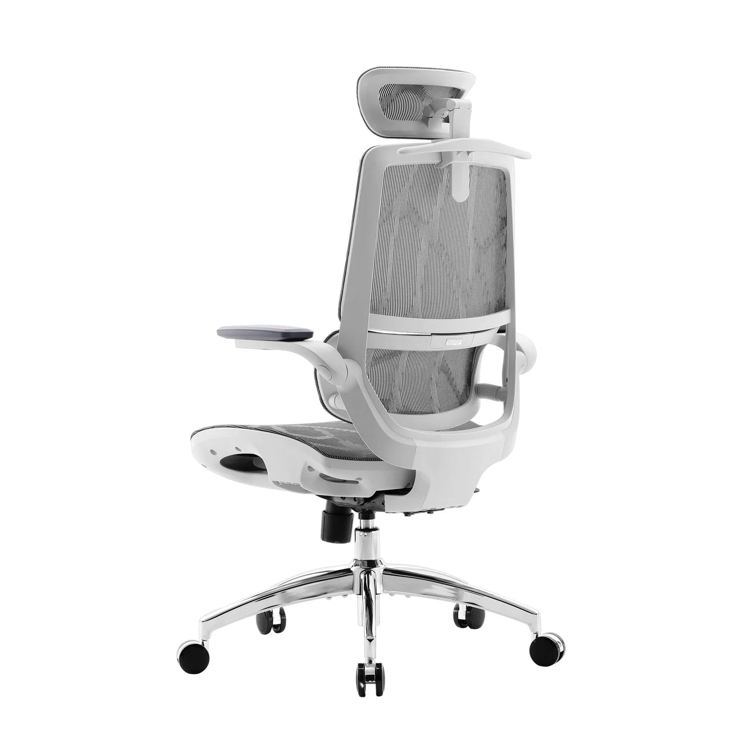 Scaun Ergonomic SIHOO M59AS – Dual Section Backrest, 3D Flip Up Armrests, Headrest Dublă Articulație, Mesh Premium , Gri