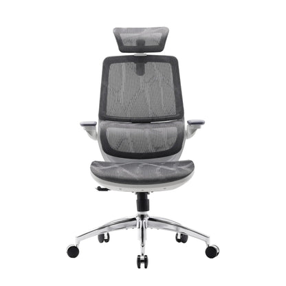 Scaun Ergonomic SIHOO M59AS – Dual Section Backrest, 3D Flip Up Armrests, Headrest Dublă Articulație, Mesh Premium , Gri