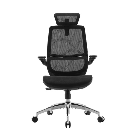 Scaun Ergonomic SIHOO M59AS – Dual Section Backrest, 3D Flip Up Armrests, Headrest Dublă Articulație, Mesh Premium , Negru