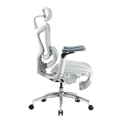 Scaun Ergonomic SIHOO Doro C300 Pro – Dynamic Lumbar Support, Seat Depth Adjustment, 6D Brațe Reglabile – Mesh Respirațional – Suport Postural Premium  - Cu suport de picioare , Alb