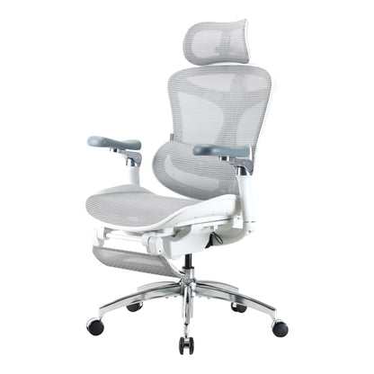 Scaun Ergonomic SIHOO Doro C300 Pro – Dynamic Lumbar Support, Seat Depth Adjustment, 6D Brațe Reglabile – Mesh Respirațional – Suport Postural Premium  - Cu suport de picioare , Alb