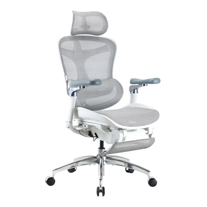Scaun Ergonomic SIHOO Doro C300 Pro – Dynamic Lumbar Support, Seat Depth Adjustment, 6D Brațe Reglabile – Mesh Respirațional – Suport Postural Premium  - Cu suport de picioare , Alb
